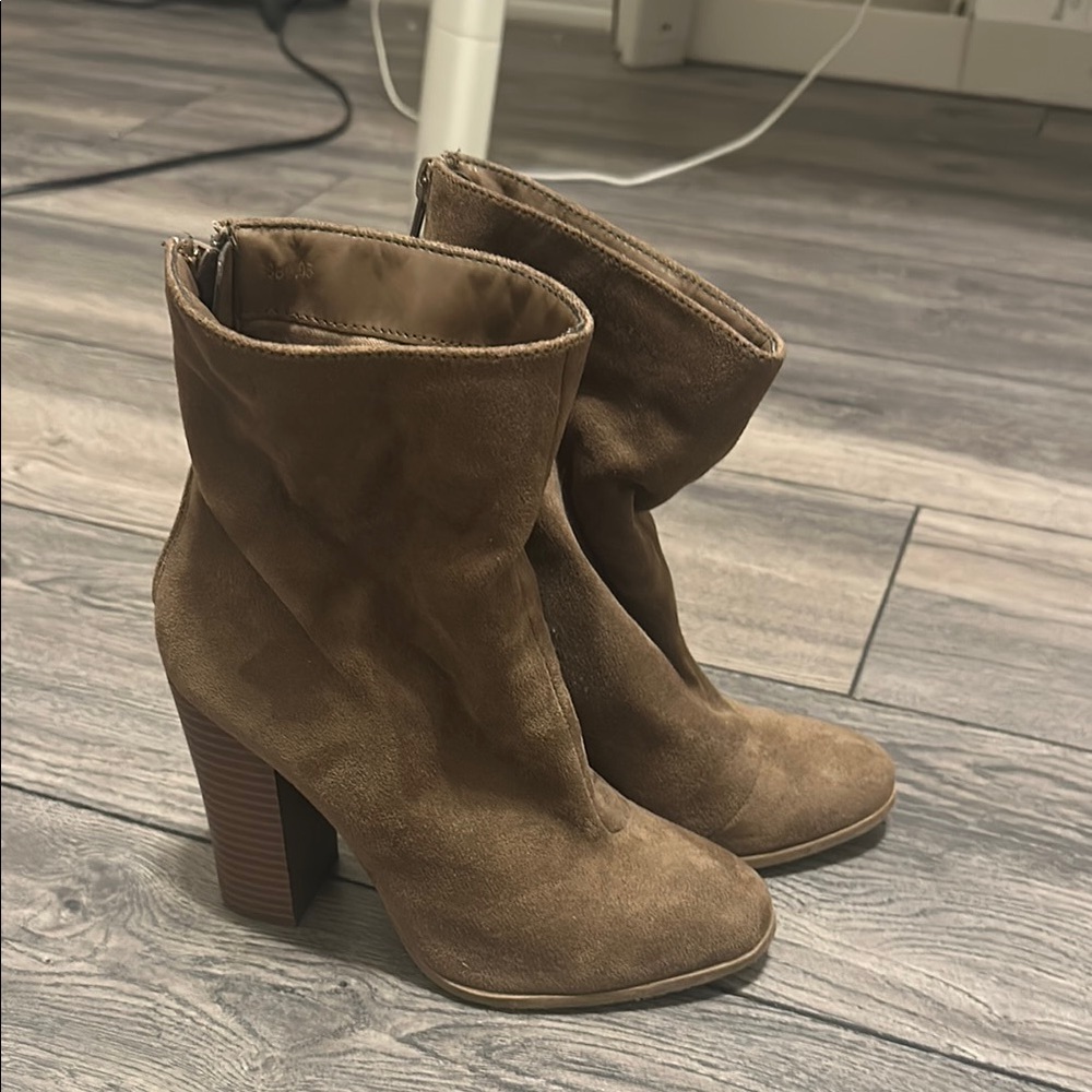 Brown Suede Heeled Boots